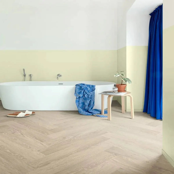 Herringbone Laminate Flooring in bathroom | Floor Land