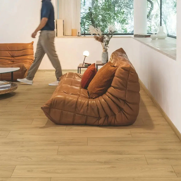 Laminate flooring Liverpool light oak modern living room flooring installation UK
