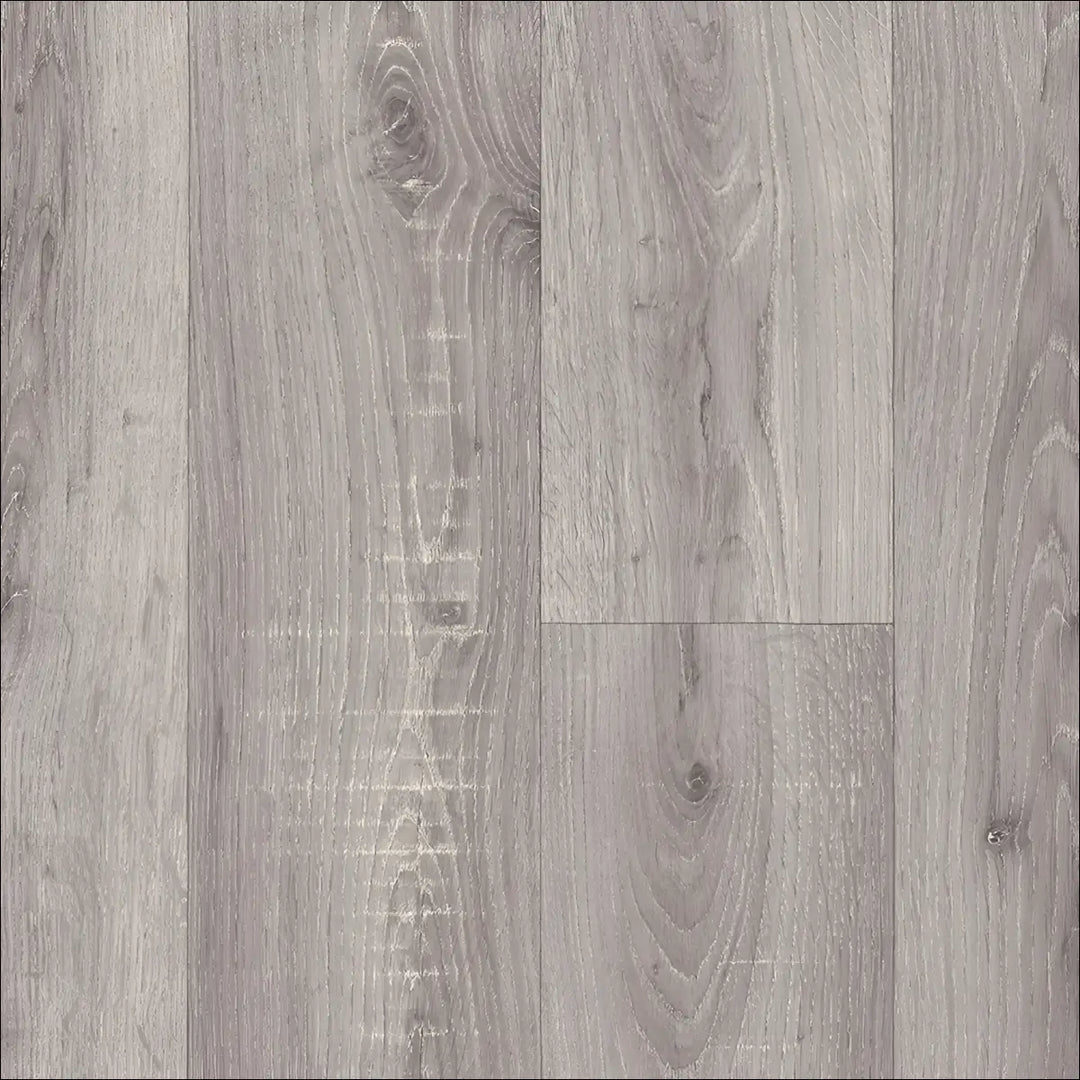 Gray caspien sheet vinyl flooring with a realistic wood grain pattern and felt backed for easy installation