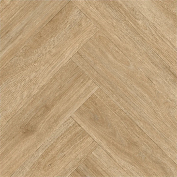 Light oak caspien sheet vinyl flooring with realistic wood herringbone pattern and felt backed texture