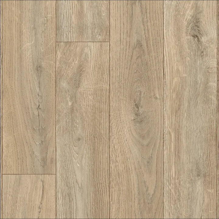 Light gray caspien sheet vinyl flooring with realistic wood grain and subtle knots felt backed for durability