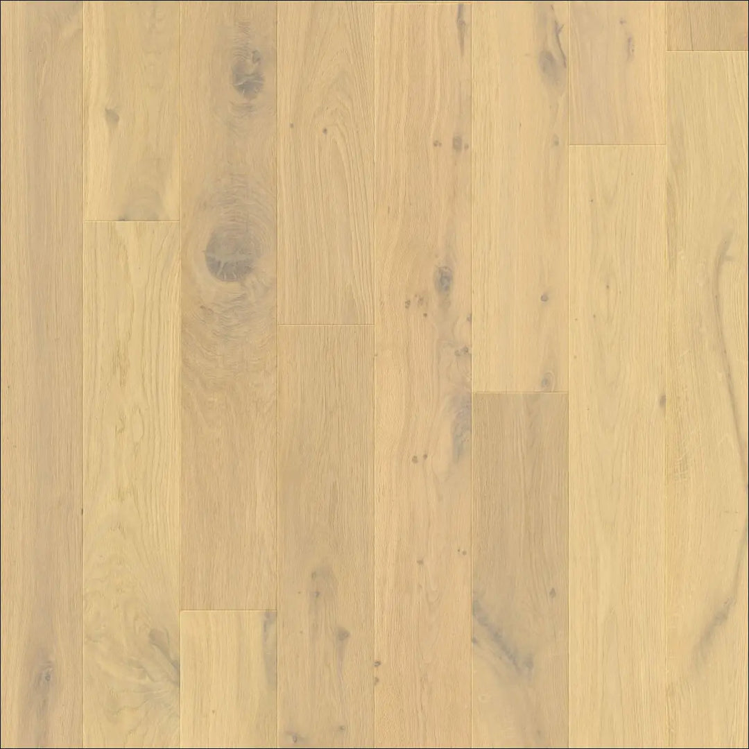 Light-colored elka sandwood oak waterproof engineered wood flooring with natural grain and subtle knots 13mm planks