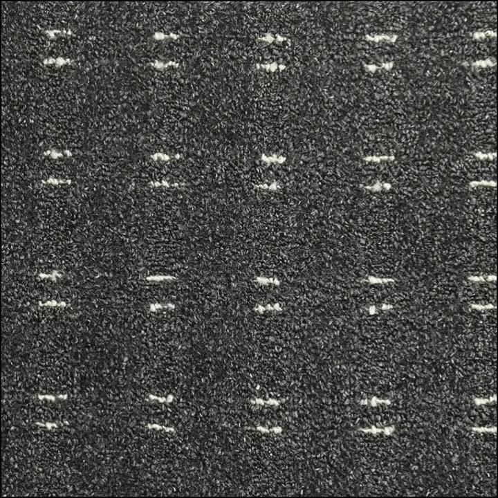 Black textured impala loop carpet with subtle white horizontal stripes and 5mm pile height for stylish floors