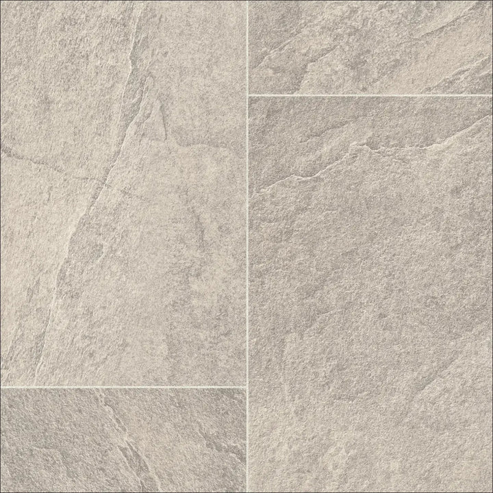 Sepia Grey Tile Effect Sheet Vinyl | Floor Land UK