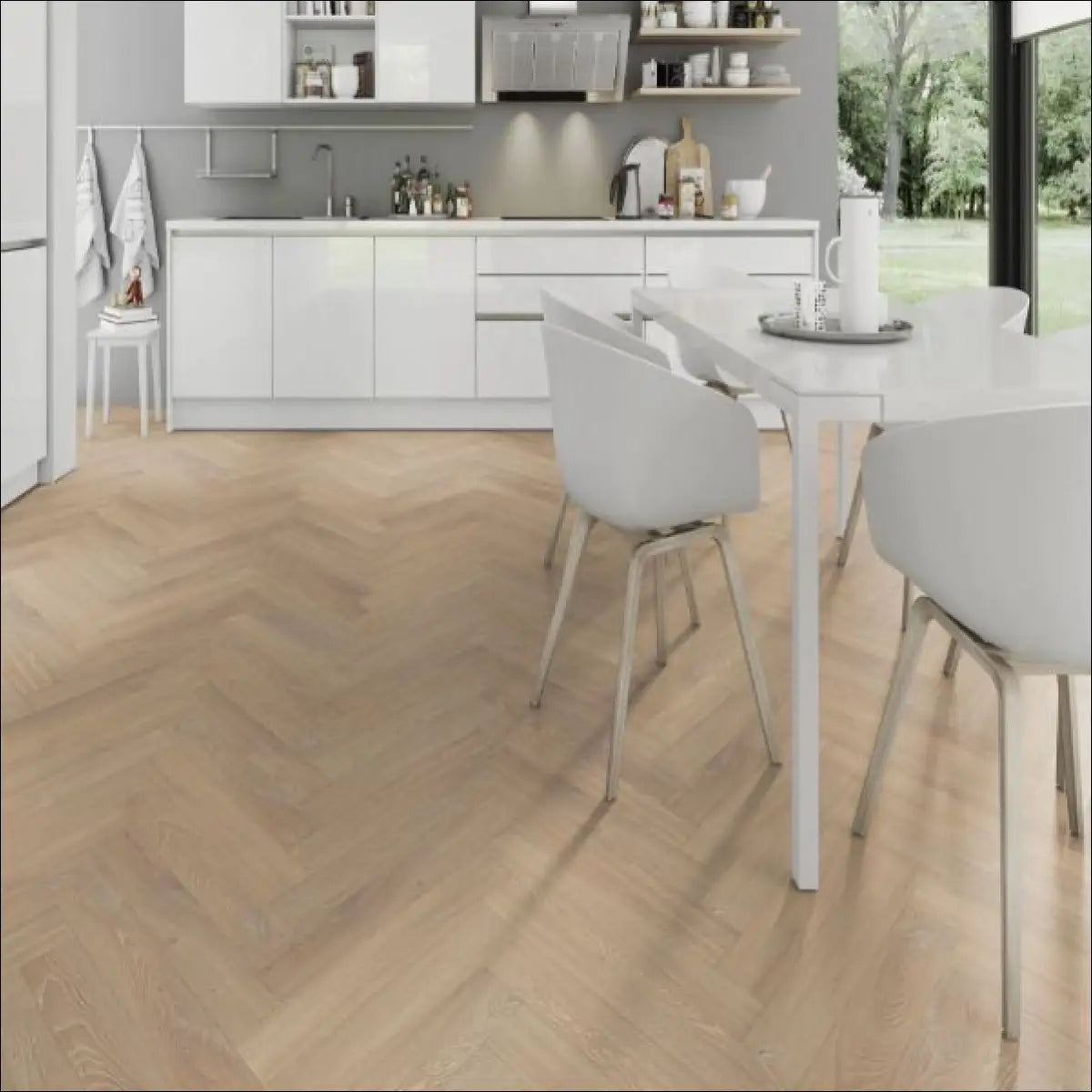 Premium 12mm herringbone laminate sandy oak