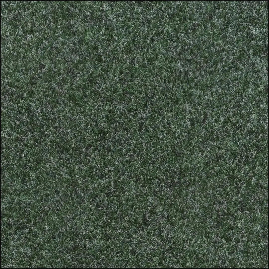 Dark green primavera contract carpet with dense textured turf and subtle white fibers for commercial spaces with gel backing