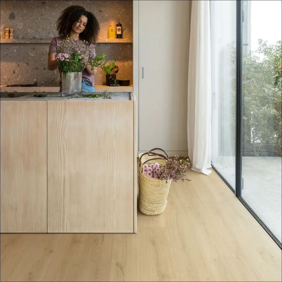 Quick Step Bloom Vinyl Botanic Beige Luxury Vinyl Flooring AVMPU40236 Kitchen