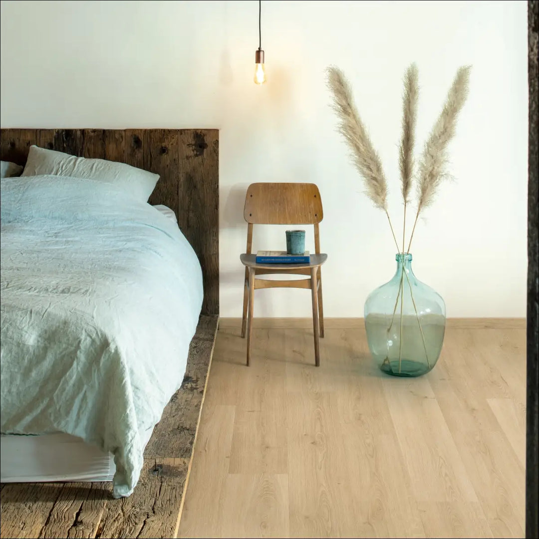 Quick Step Bloom Vinyl Botanic Beige Luxury Vinyl Flooring AVMPU40236 Bedroom Interior