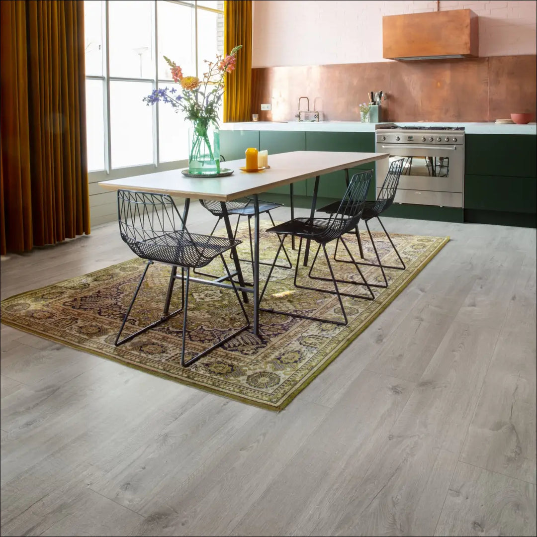 Quick Step Bloom Cotton Oak Cold Grey Luxury Vinyl Flooring | AVMPU40201 Dining Area
