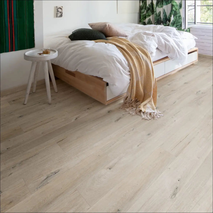 Quick Step Bloom Cotton Oak White Blush Luxury Vinyl Flooring AVMPU40200 Bedroom