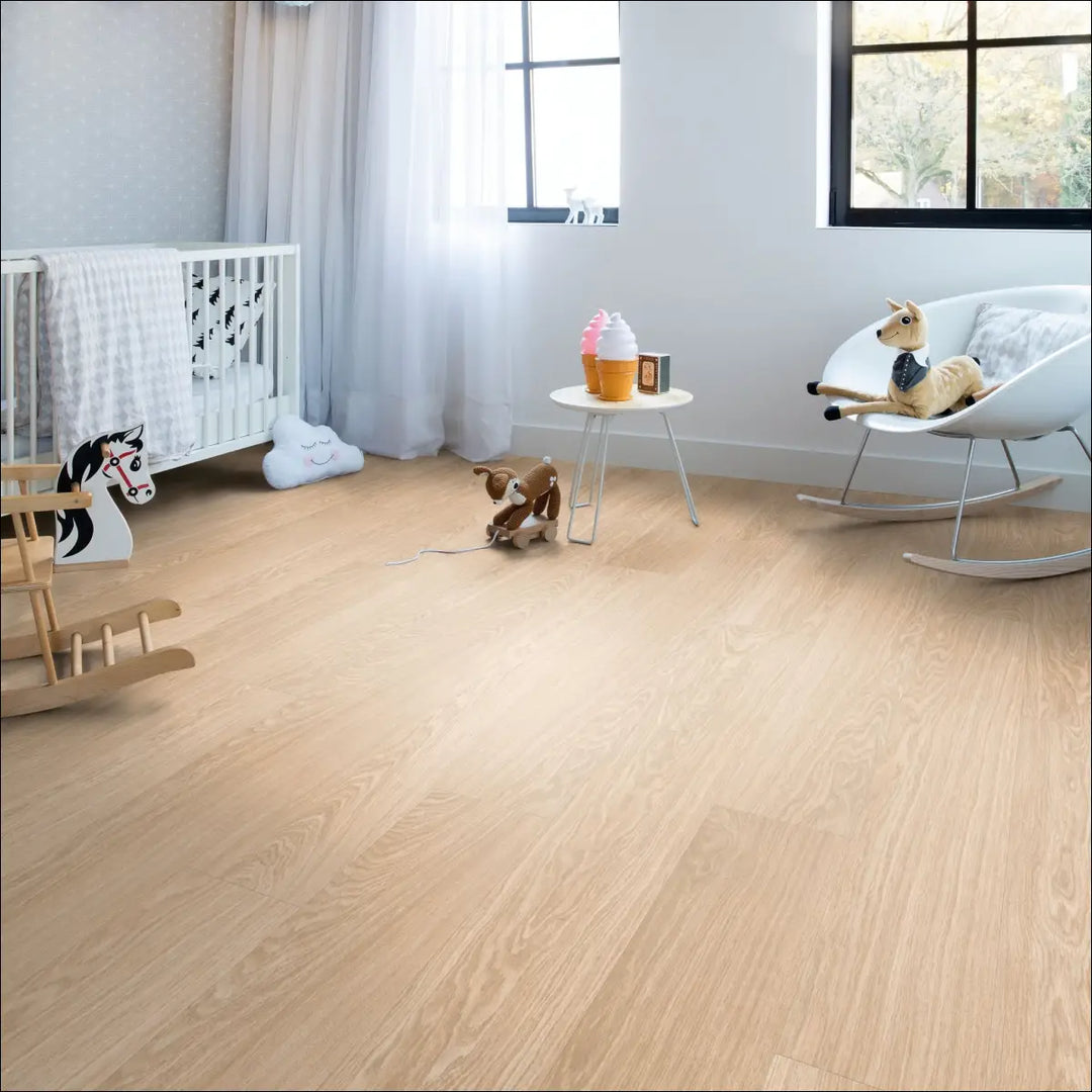 Quick Step Bloom Pure Oak Blush Luxury Vinyl Flooring | AVMPU40097 Bedroom for Child with Cot