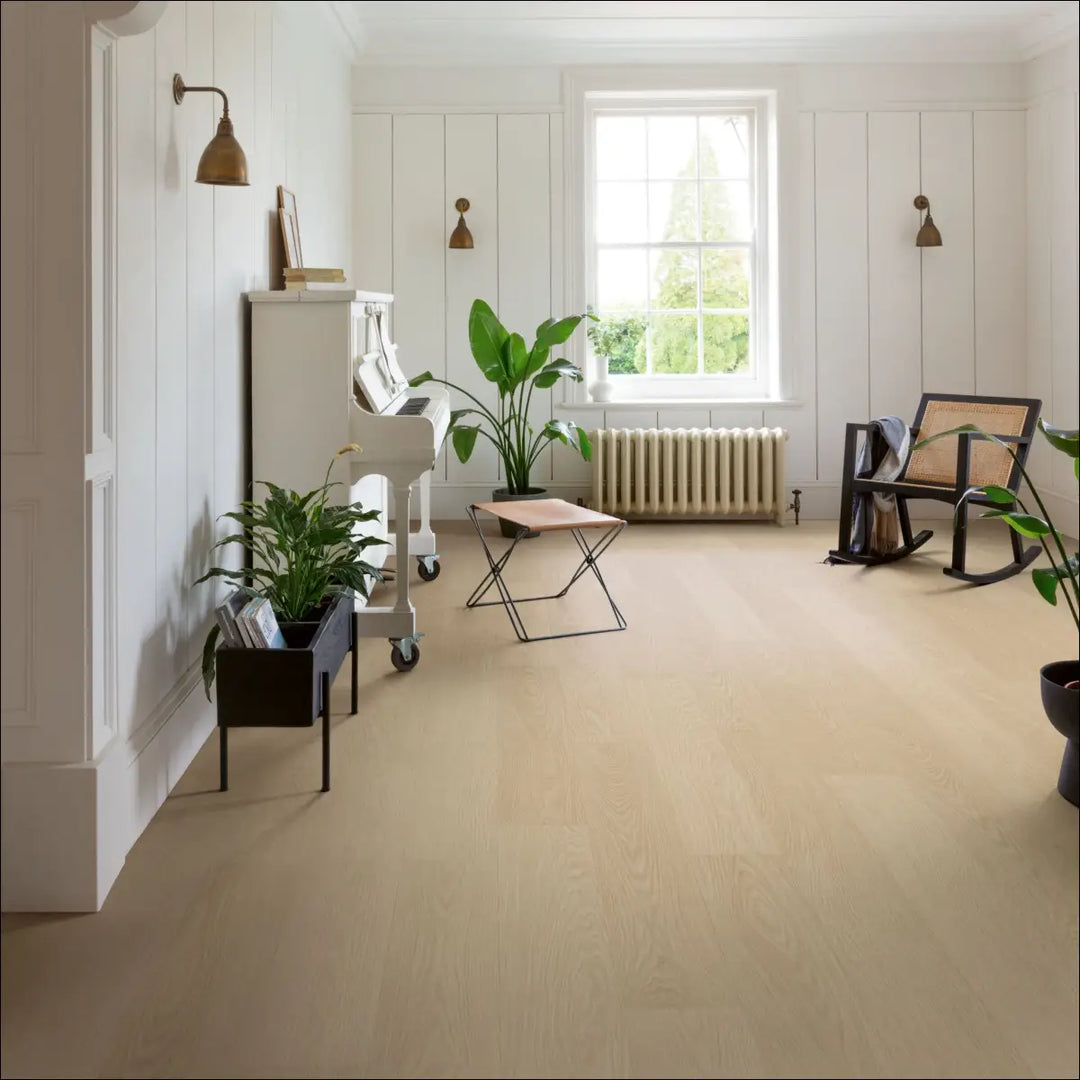 Quick Step Blos Buttermilk Oak Waterproof Luxury Vinyl Flooring | AVSPU40277 Lounge Shot