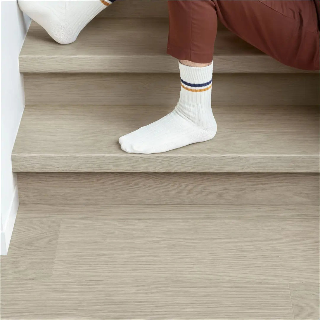 Quick Step Blos Chia Oak Greige Waterproof Luxury Vinyl Flooring | AVSPU40280 Stairs