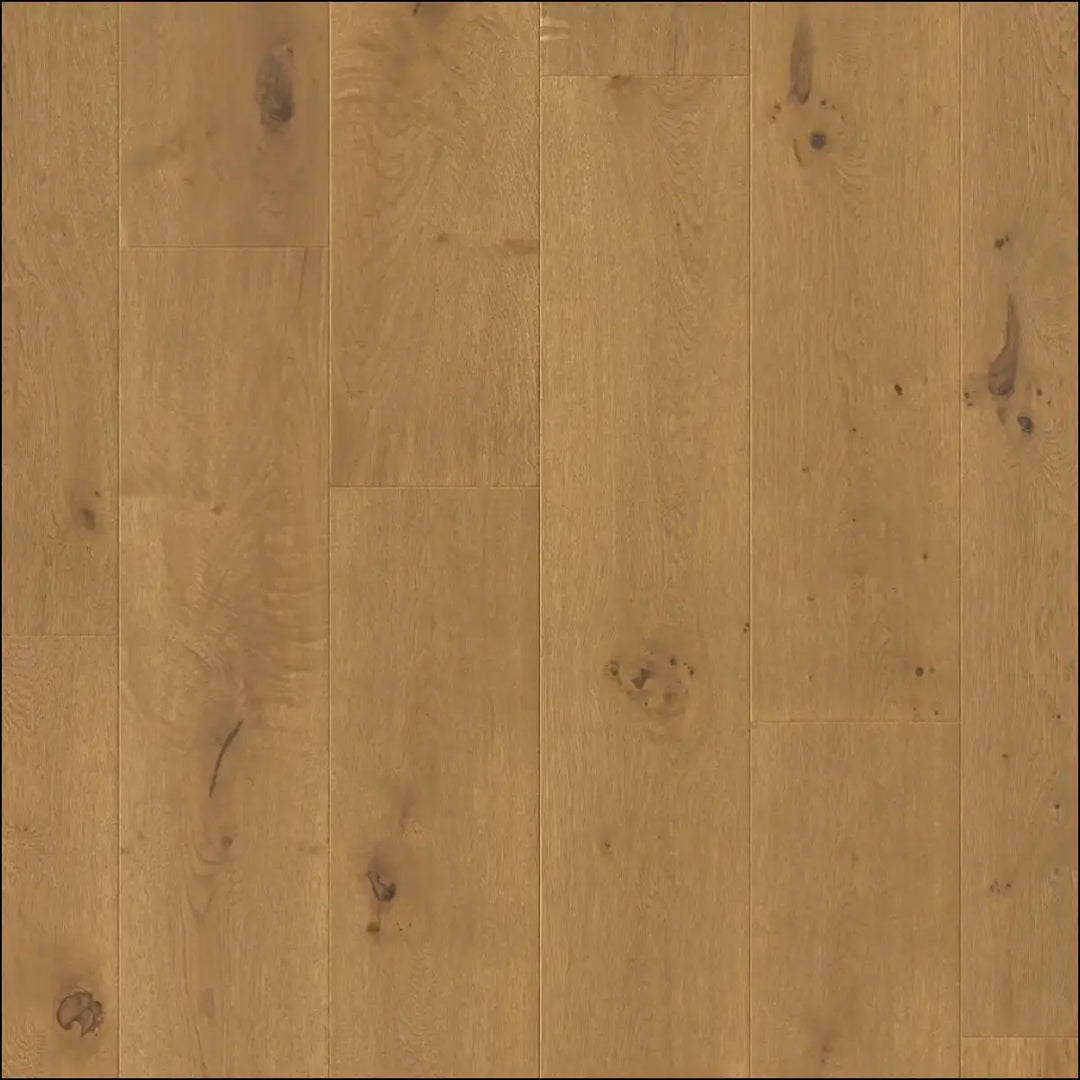 Light oak hardwood flooring with natural grain and subtle knots in quick-step cala dark chestnut oak extra matt finish