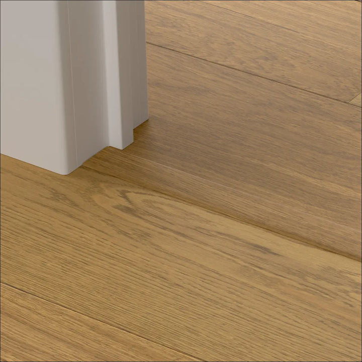 Light oak quick-step cascada incizo profile wooden floor planks with smooth natural grain and stair nosing features