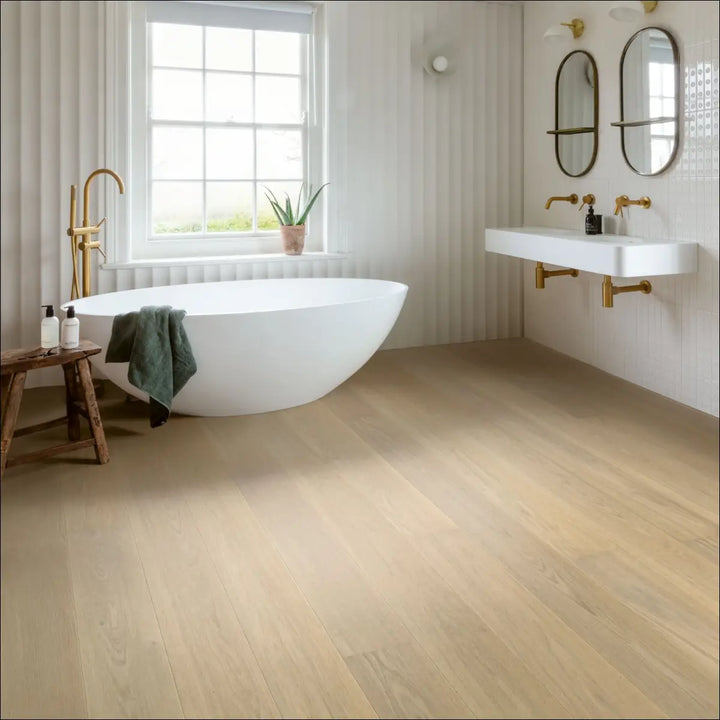 Quick Step Cascada Lily White Oak Extra Matt bathroom