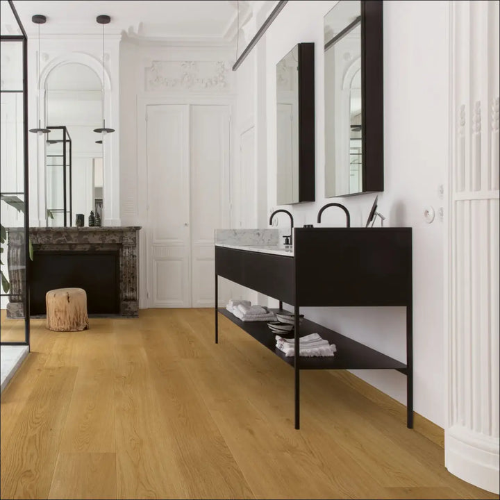 Quick Step Cascada Natural Oak Extra Matt Waterproof Engineered Wood Flooring CASC6032 Bathroom