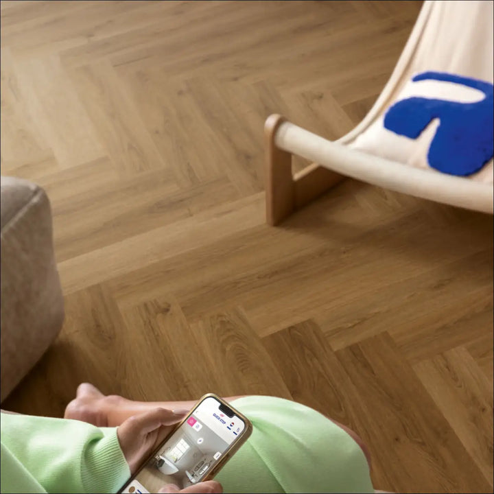 Quick Step Ciro Botanic Caramel Oak Herringbone Flooring AVHBU40364 Close Up