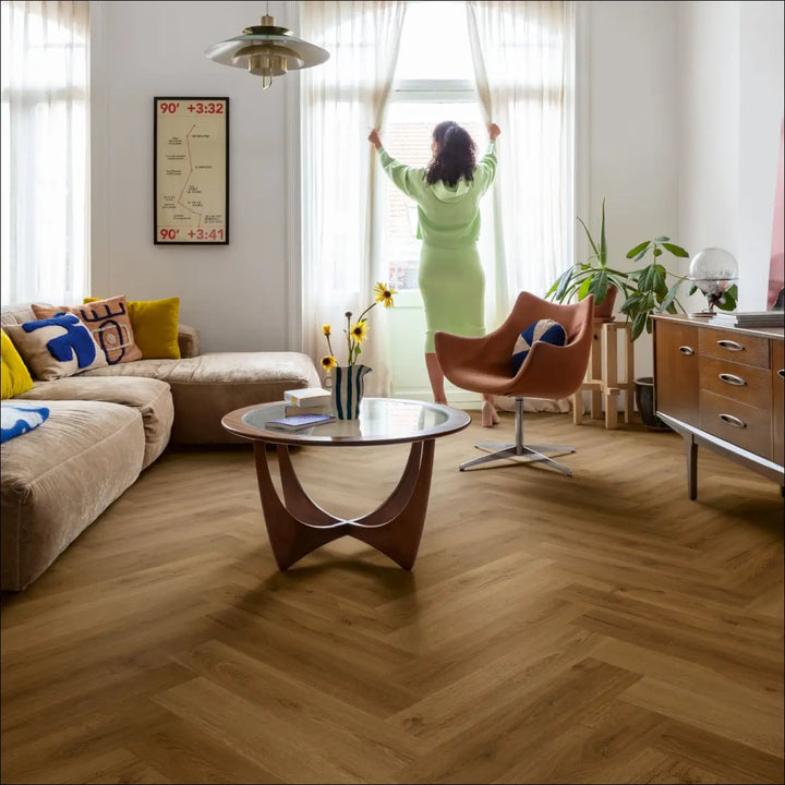 Quick Step Ciro Botanic Caramel Oak Herringbone Flooring AVHBU40364 Interior Lounge