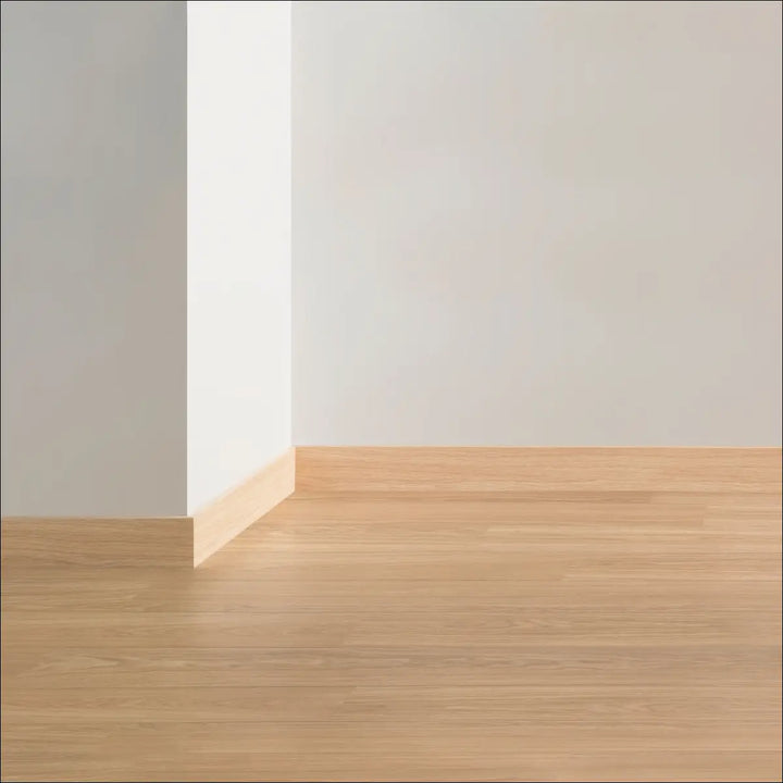 Light oak quickstep classic skirting boards 77mm installed with matching quickstep classic flooring hardwood floor