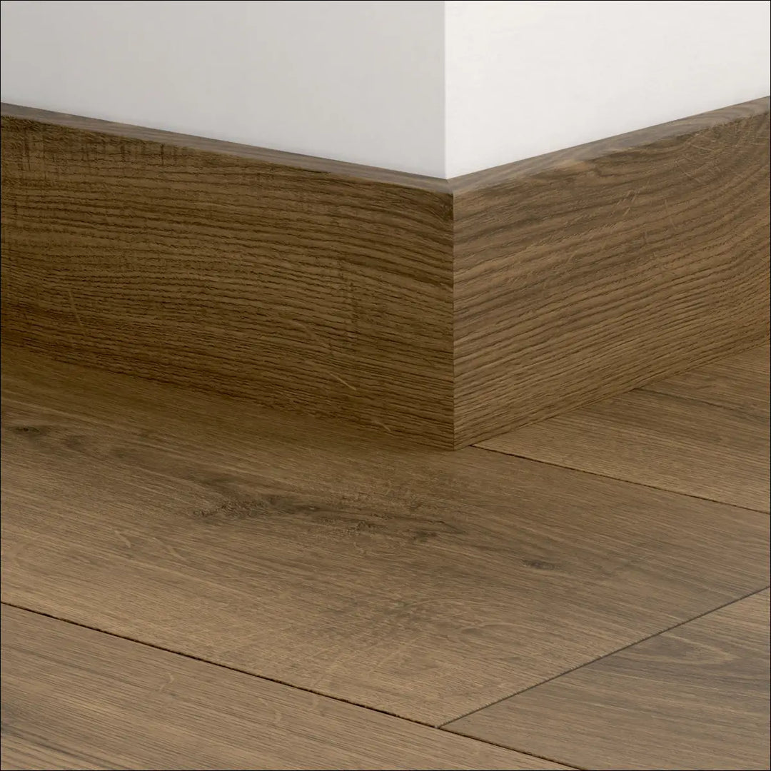 Brown oak-effect wooden skirting board from quickstep classic skirting boards 77mm for quickstep classic flooring