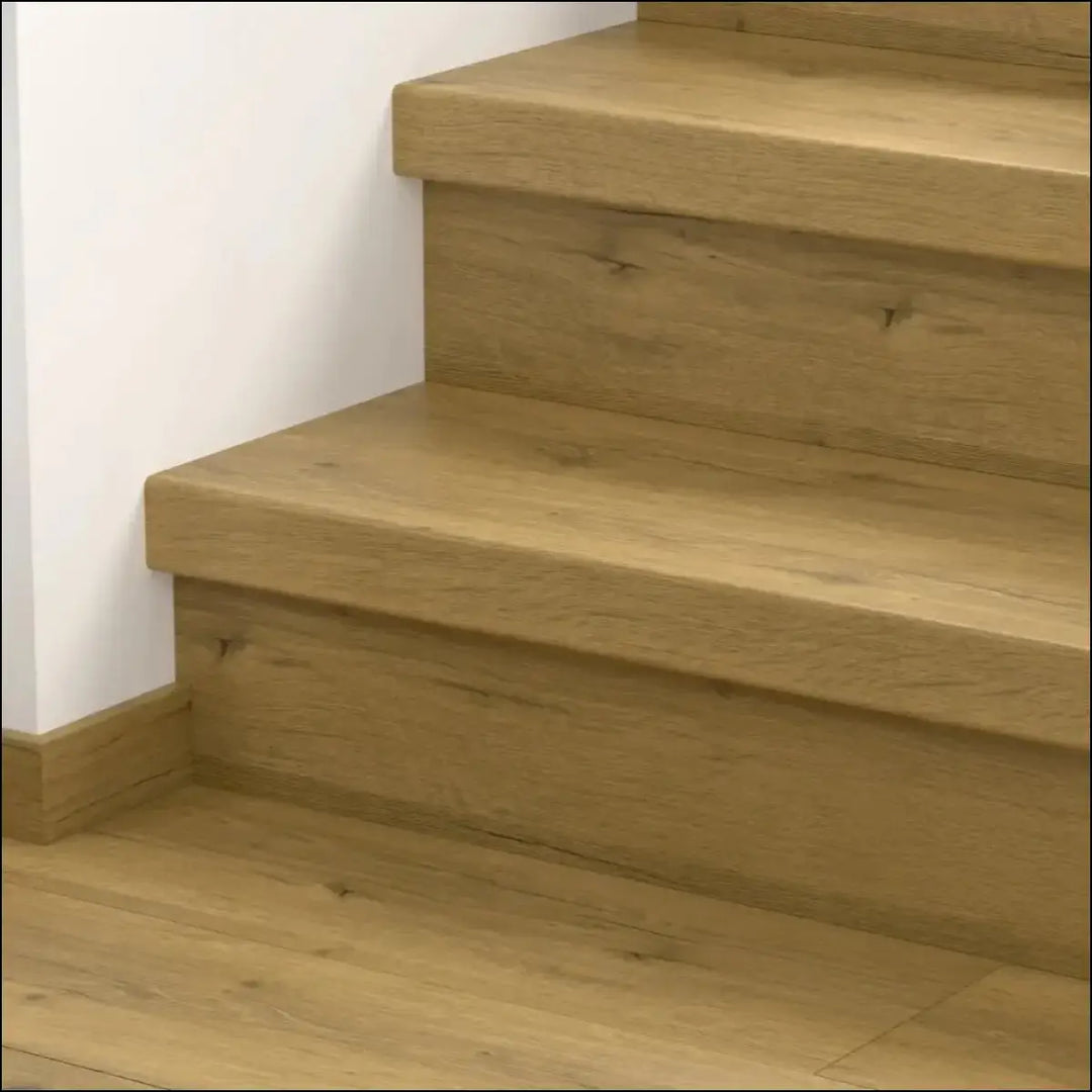 Light oak quick step classic stair cover with smooth natural grain finish perfect for classic laminate flooring stairs
