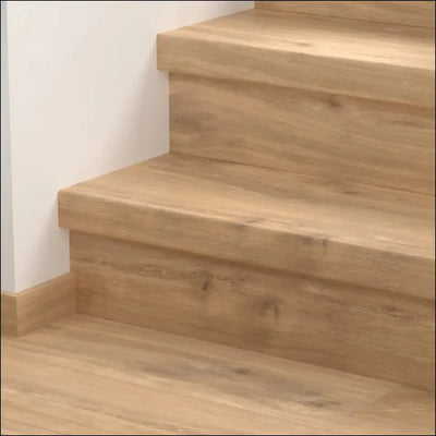 Light oak quick step classic stair cover with natural wood grain and knots for classic laminate flooring stairs