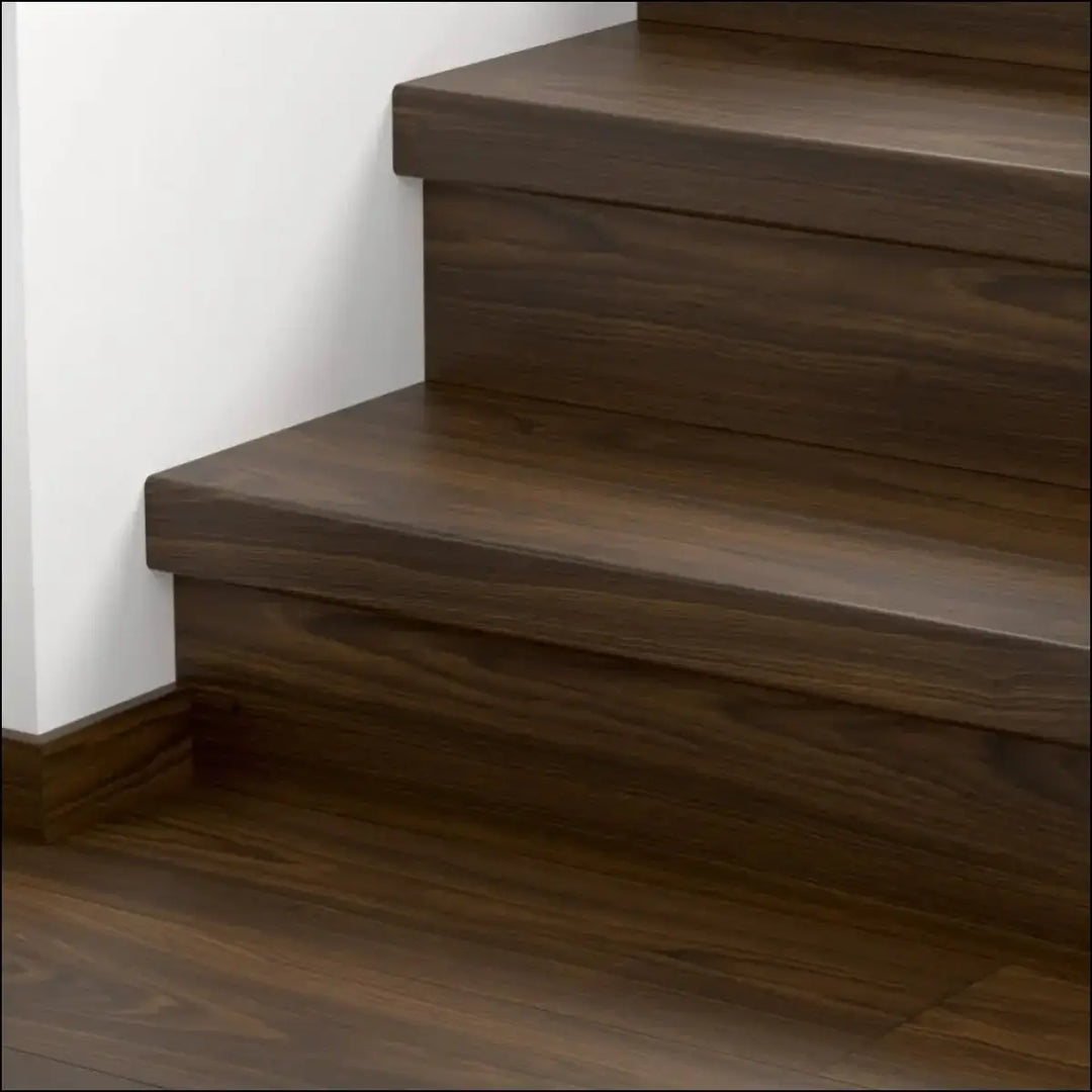 Dark brown wooden quick step classic stair cover with sleek modern design for classic laminate flooring steps