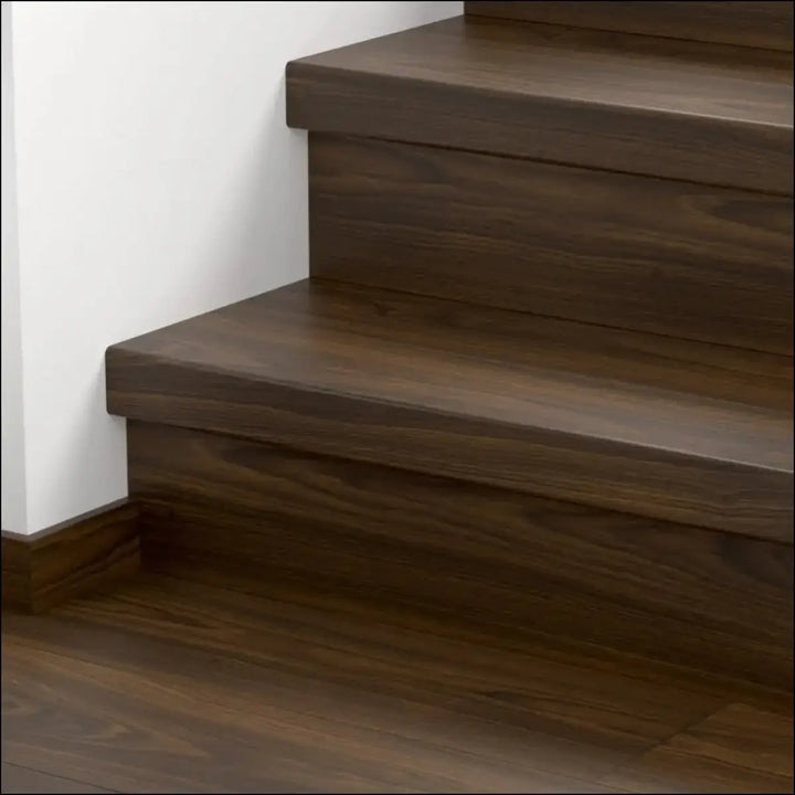 Dark brown wooden quick step classic stair cover with sleek modern design for classic laminate flooring steps
