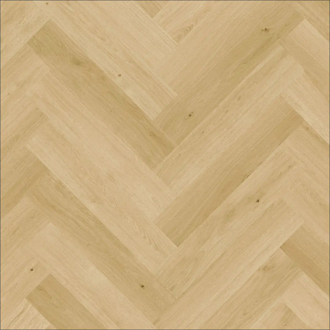 Light-colored cardamom oak imd8242 hardwood floor with herringbone pattern and scratch guard by quick step impressive design