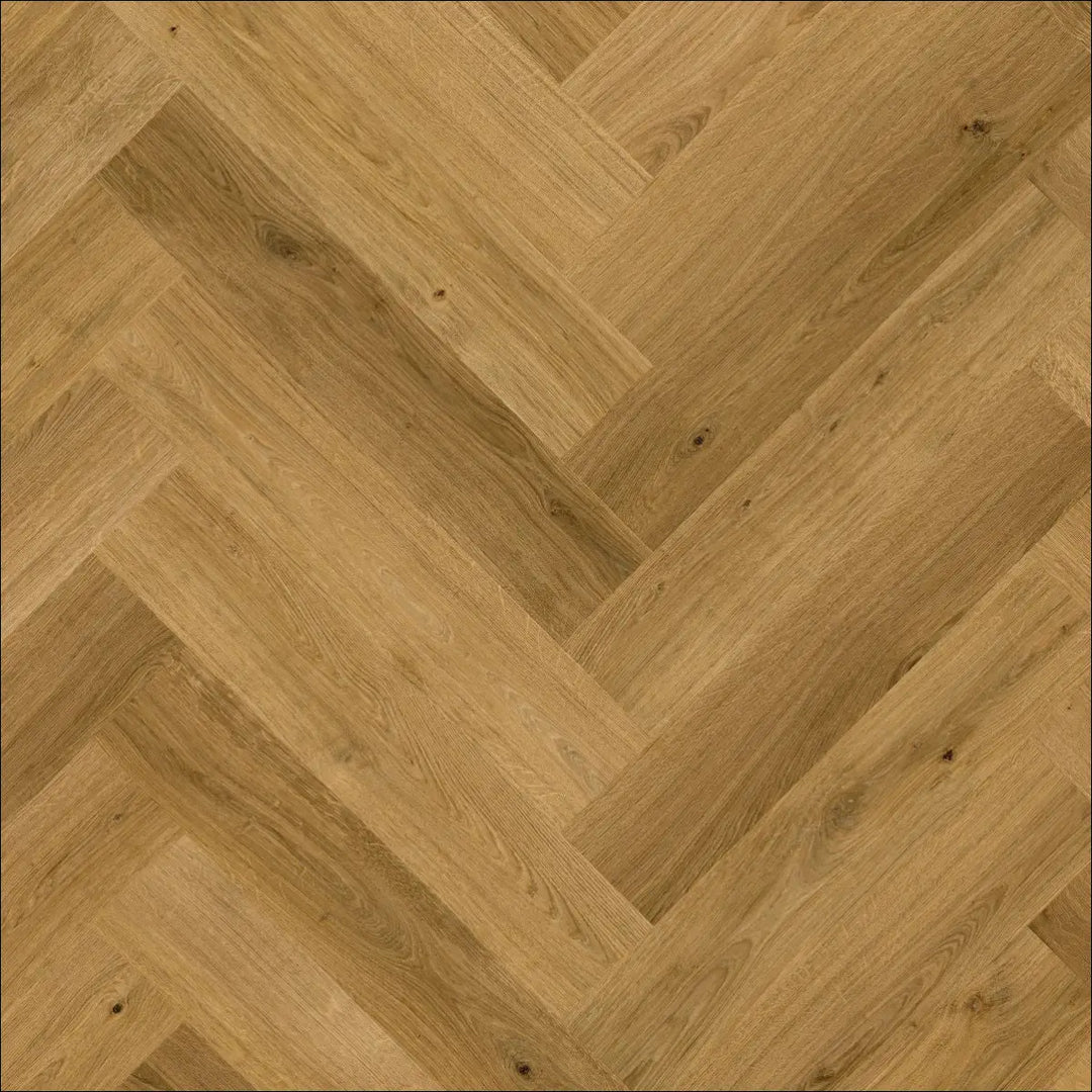 Light brown quick step impressive herringbone laminate flooring in cinnamon oak with scratch guard finish