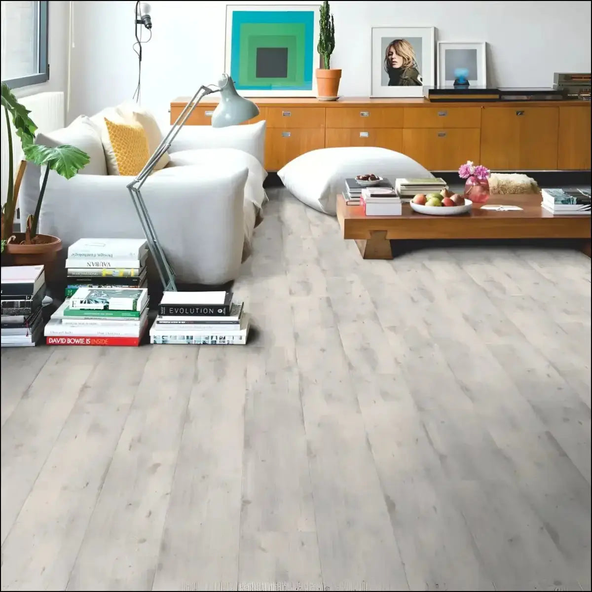 Quick step impressive laminate concrete wood light grey