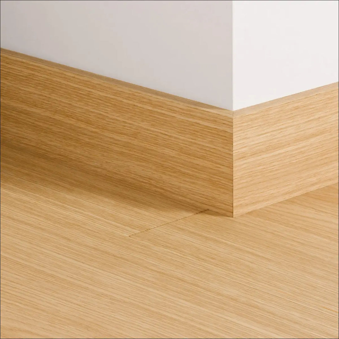 Quickstep impressive 77mm skirting board in light oak wood with smooth natural grain finish for stylish baseboards