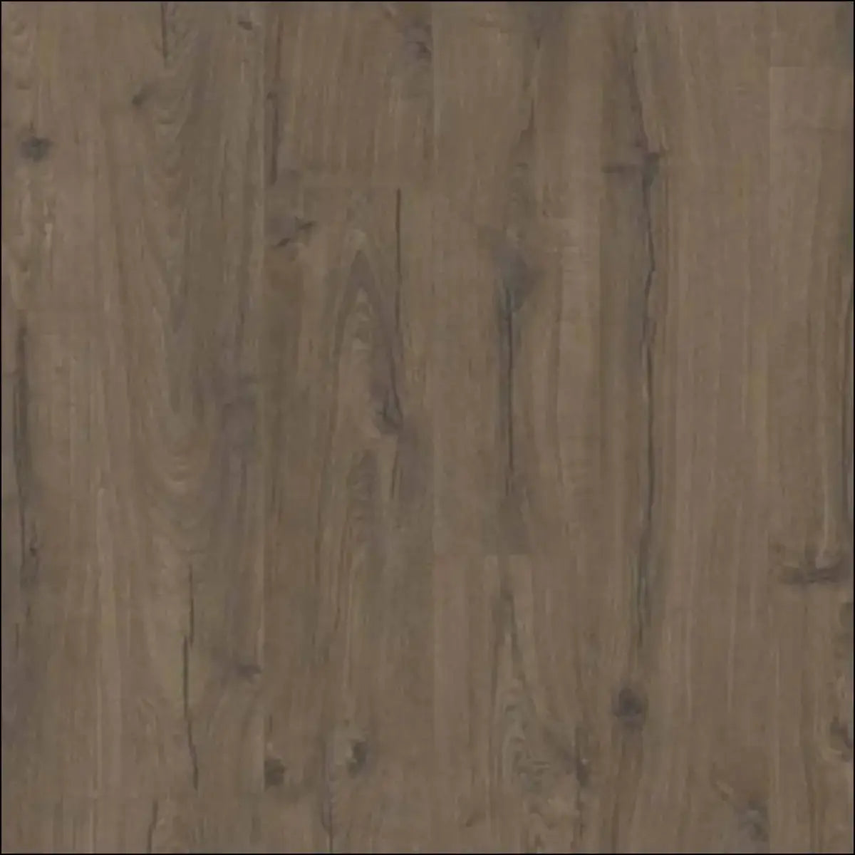 Grayish-brown hardwood flooring with natural wood grain and knots in quick step impressive ultra classic oak brown laminate