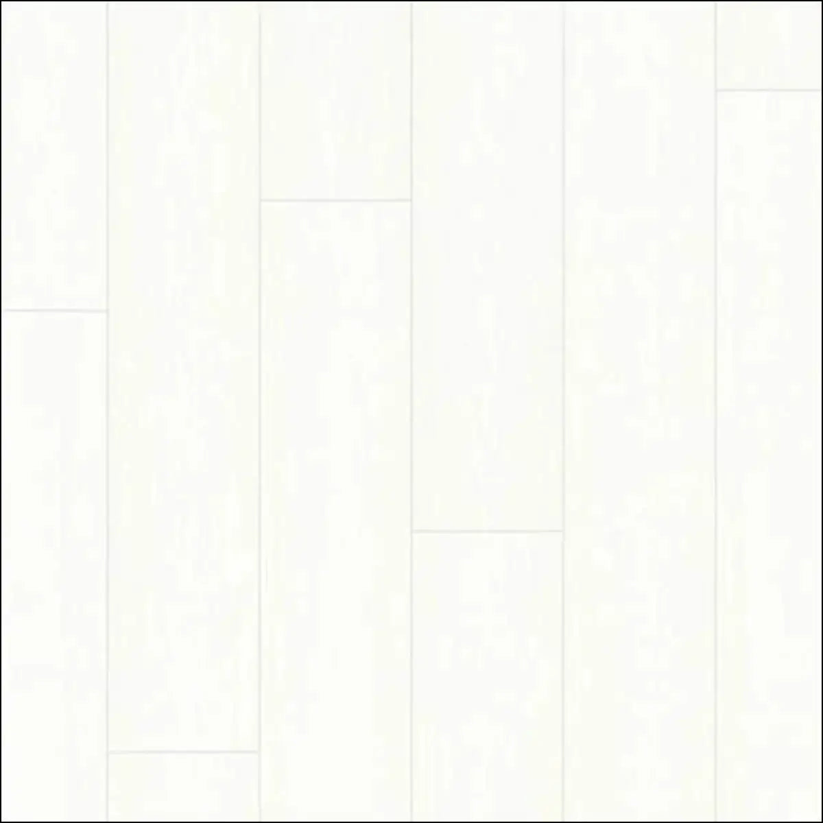 White wood-look quick-step impressive ultra laminate flooring with subtle vertical grain texture and modern finish