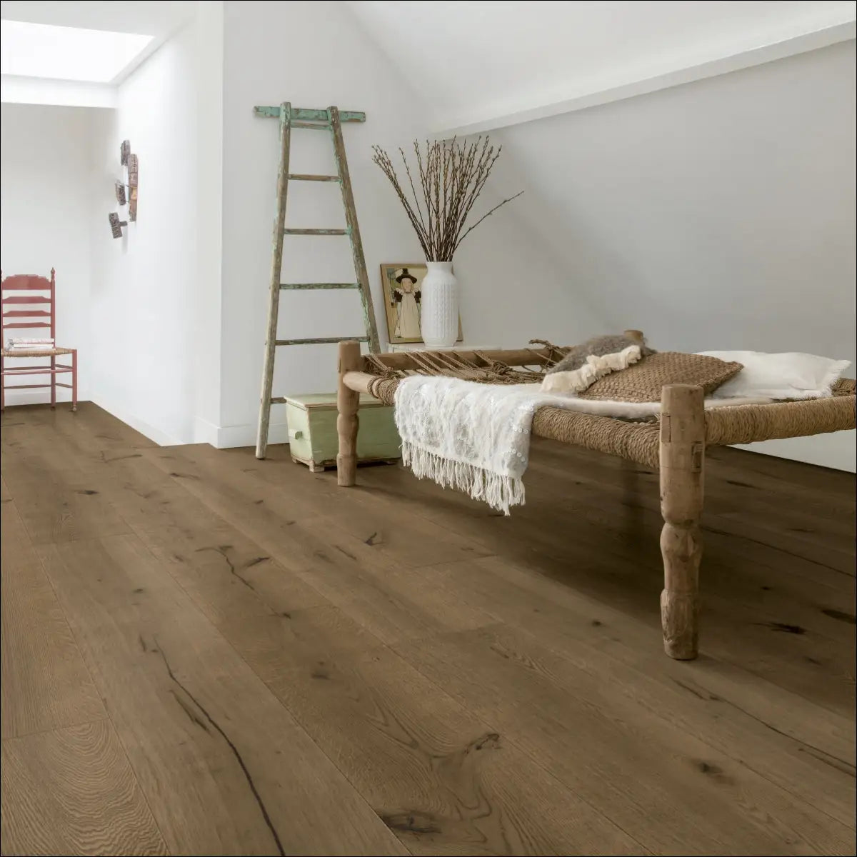 Warm brown dark chocolate oak quick-step massimo hardwood floor with natural wood grain and oak extra matt oiled finish