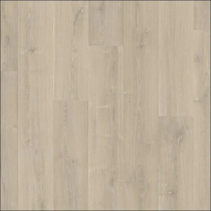 Light gray quick-step capture brushed oak beige laminate flooring with natural subtle grain pattern
