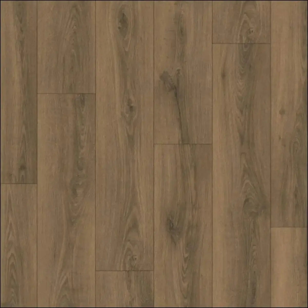 Grayish-brown quick-step classic laminate flooring with natural grain pattern in warm brown oak brown oak clm5789
