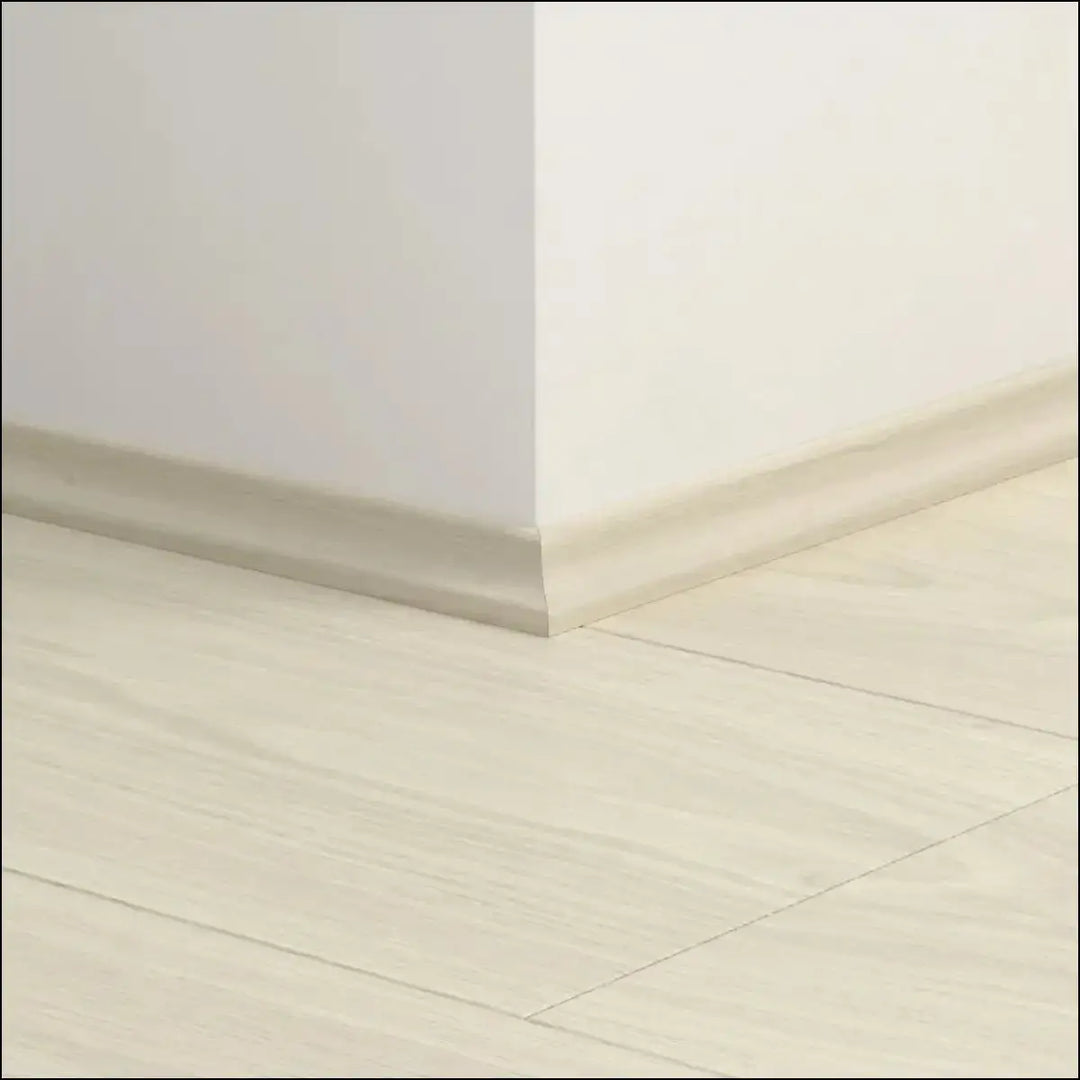 Beige wood effect baseboard with smooth rounded profile from quickstep classic scotia classic scotia beading system