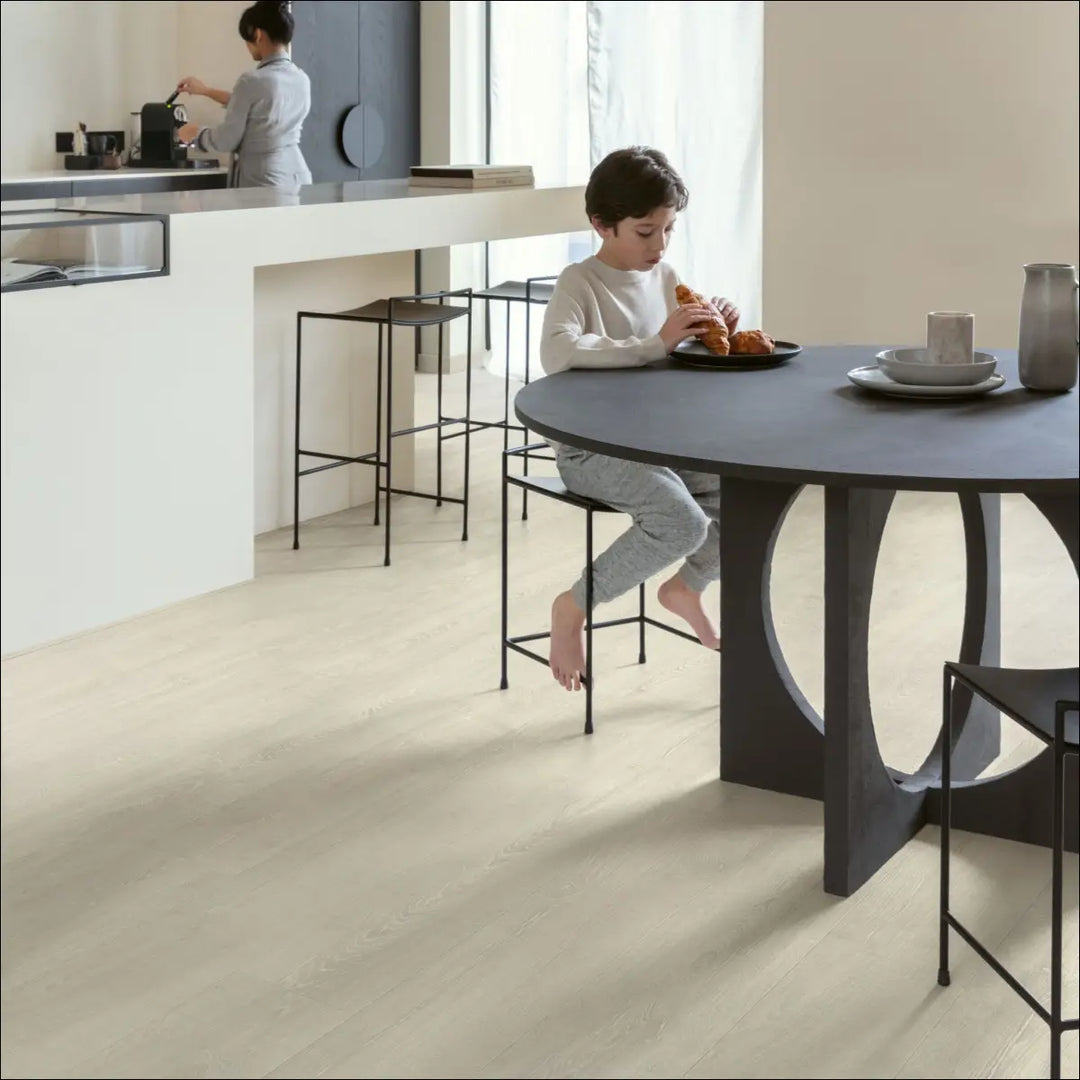 Modern black dining table with sleek matte finish featuring quickstep impressive laminate patina classic oak light
