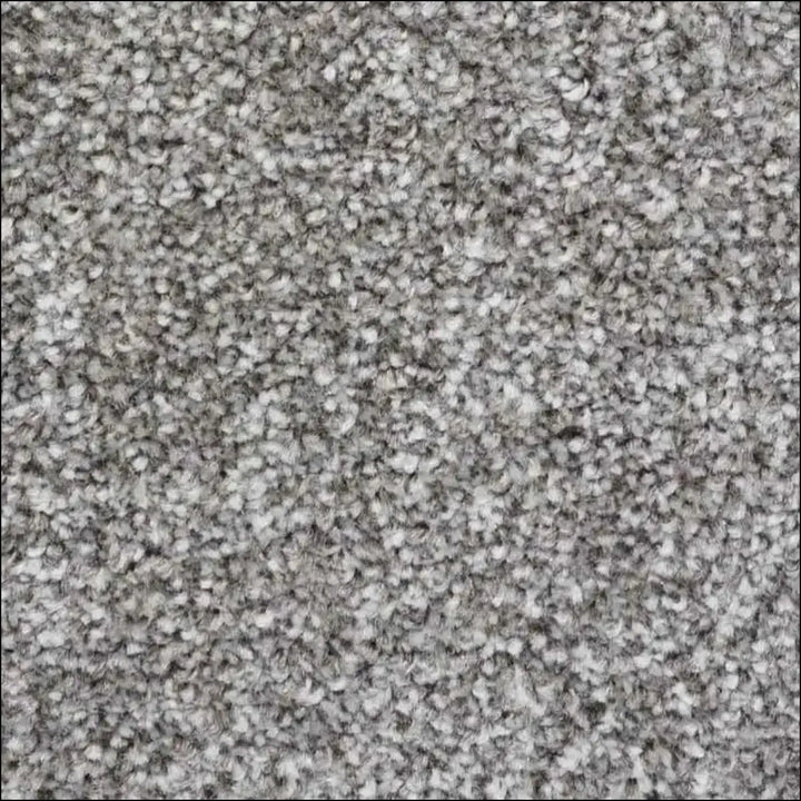 Gray textured supreme luxury saxony carpet with dense plush 14mm pile and speckled pattern for cozy floors