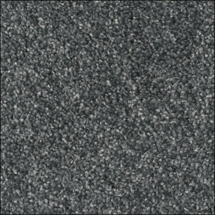 Dark gray treasure island twist carpet with dense plush pile and heavy domestic felt backing for island deliveries